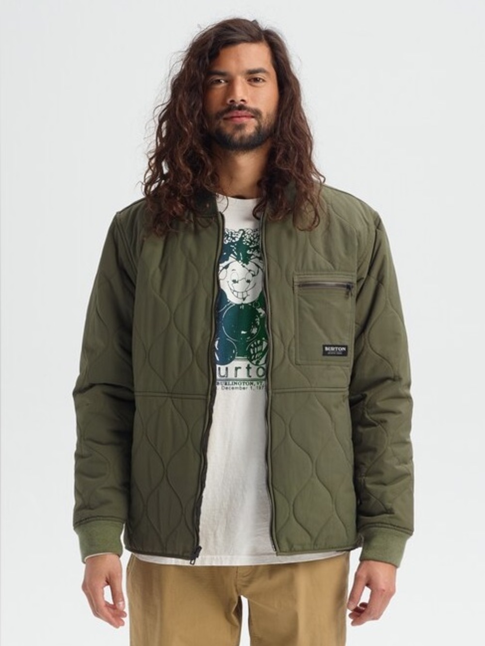 Burton Men's Mallet Quilted Olive Green Jacket Medium